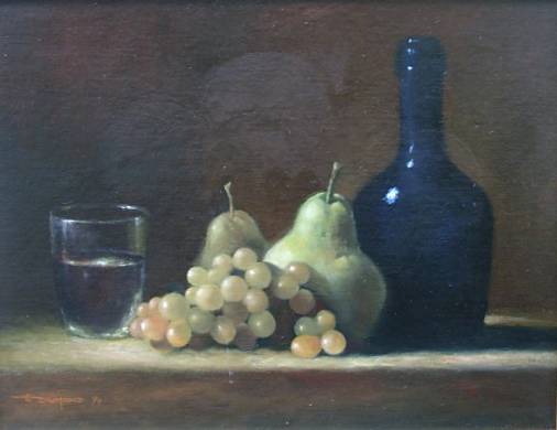Nature morte poires raisins